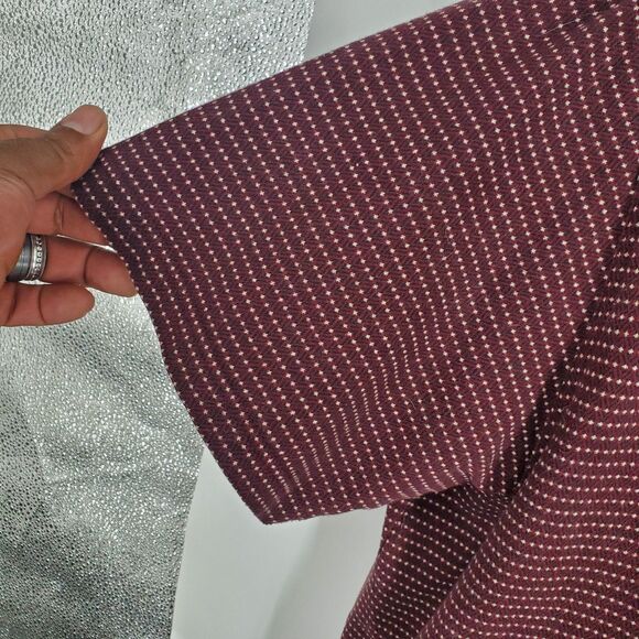 John Henry Polo Shirt Mens 2XL Burgundy Micro Dot Contrast Collar Pocket Knit - Picture 4 of 7